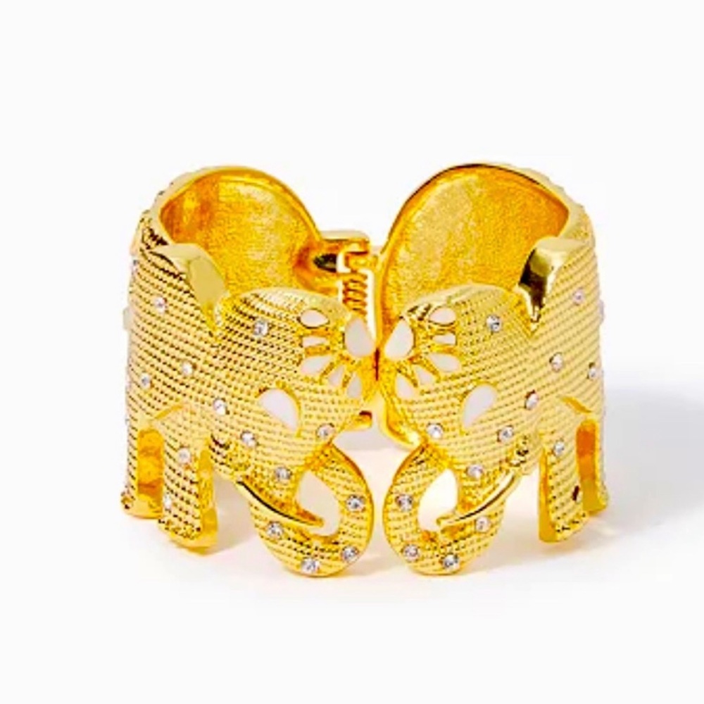 New Lilly Pulitzer Gold Elephant Cuff Bracelet